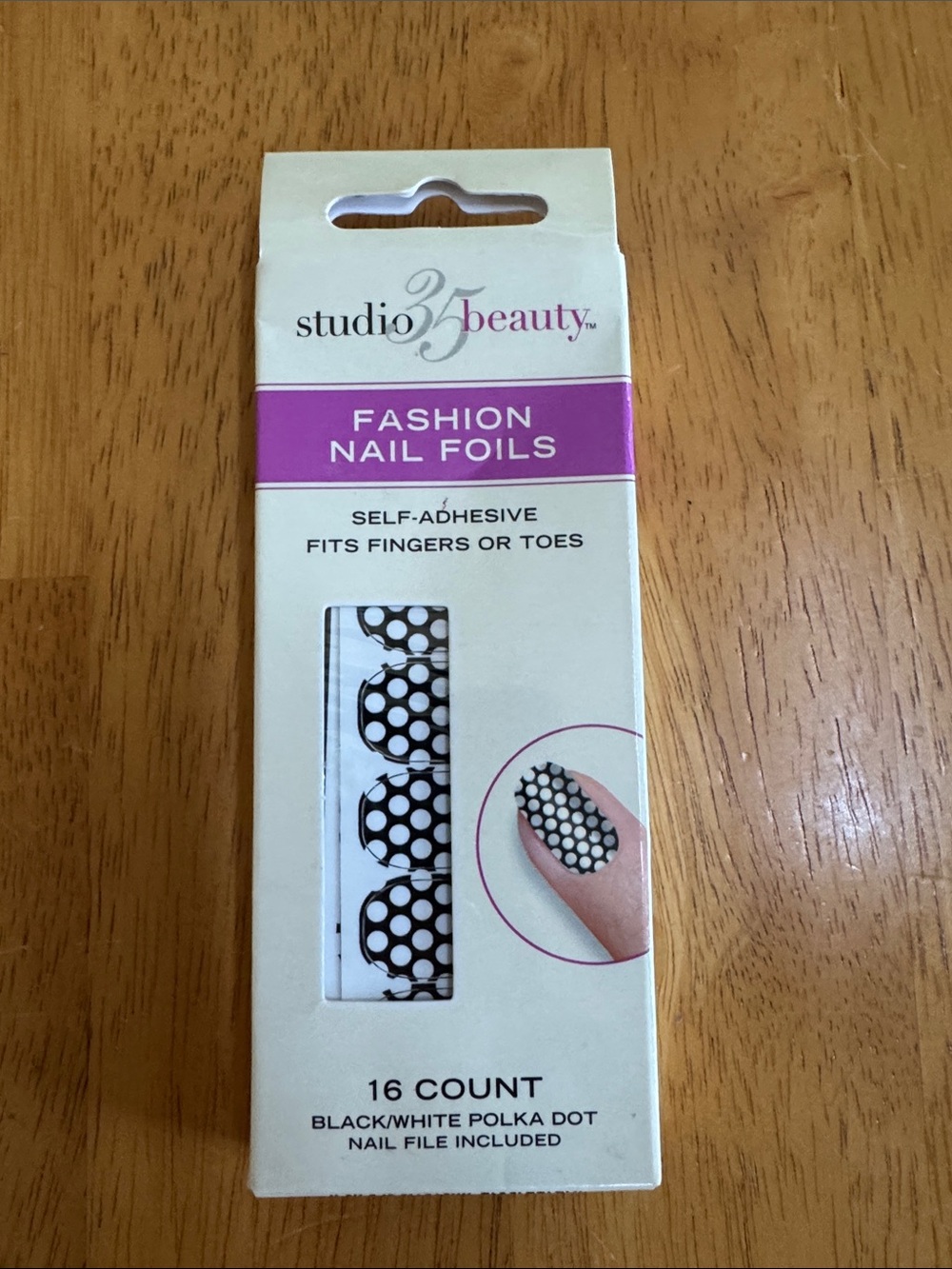 FREE NEW Fashion Nail Foils Black White Polka Dot Nail File Self Adhesive